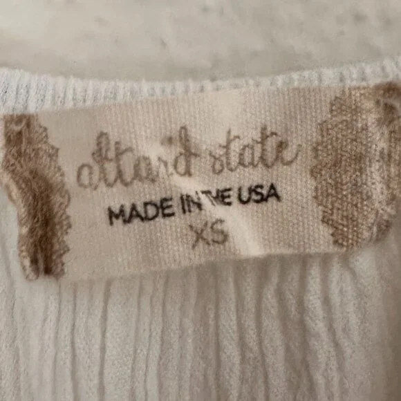 White V Neck Long Sleeves Cropped Top XS - Coquette Boho Essential - Picture 5 of 10